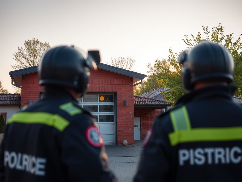 Policjanci prowadzący działania na drodze w Ostrołęce, symbolizujące dbałość o bezpieczeństwo